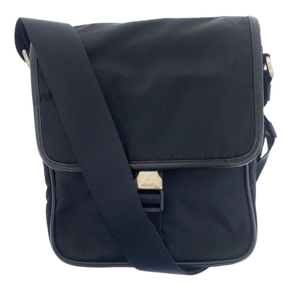 PRADA Tessuto Triangle Logo Plate Shoulder Bag